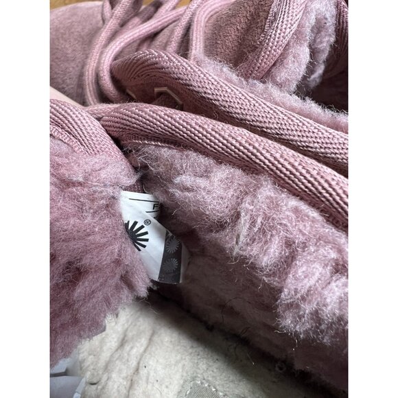 UGG Chukka Neumel Women’s 8 Boots Light Pink Suede Shearling Fur Lined Tie Rose - Picture 4 of 6